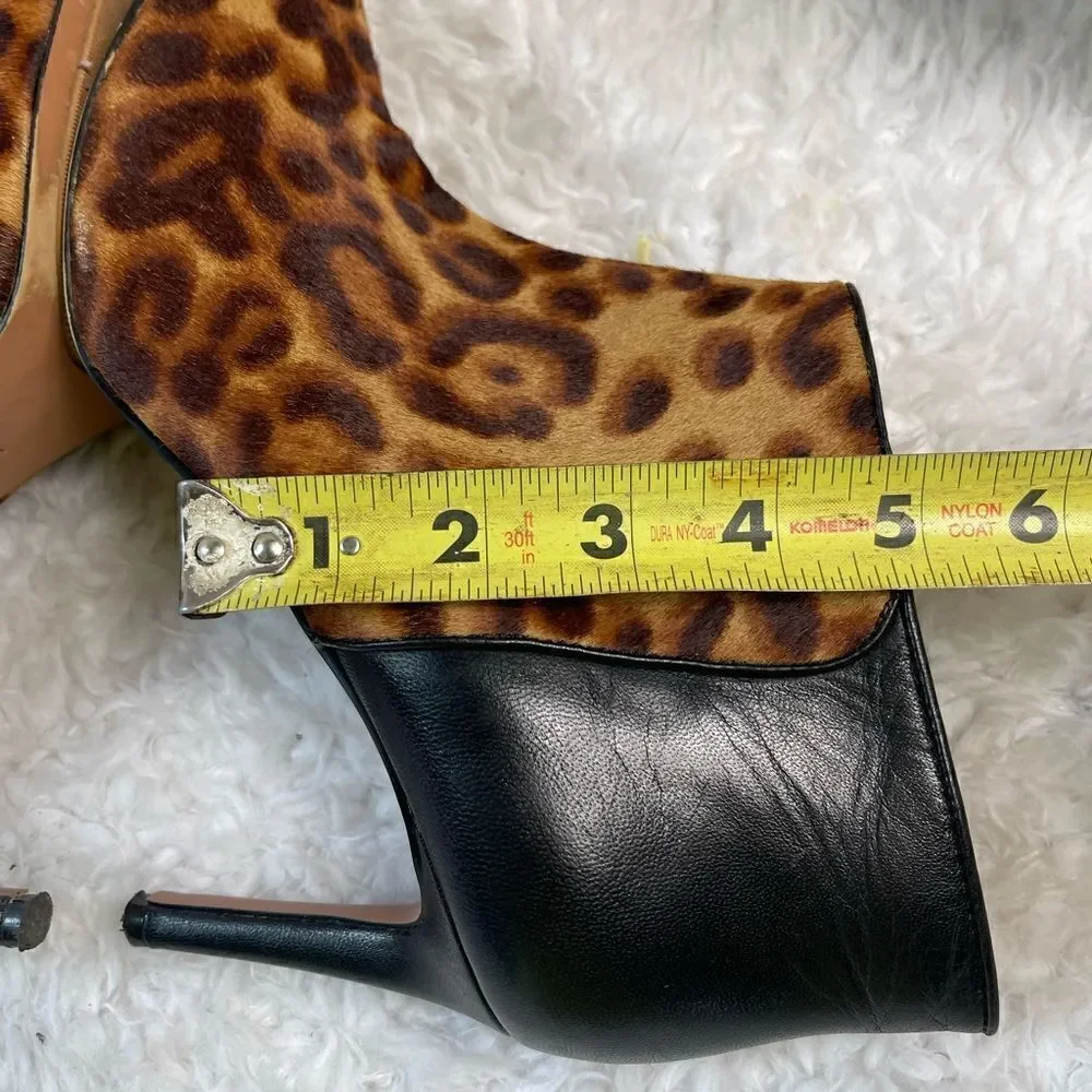 Nine West leather calf hair leopard print &black ankle slip on boots SZ9.5M
